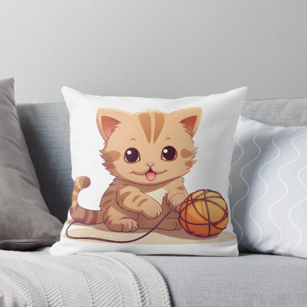 Item preview, Cute Cartoon Kitten with orange ball designed and sold by AI-Ascendance.