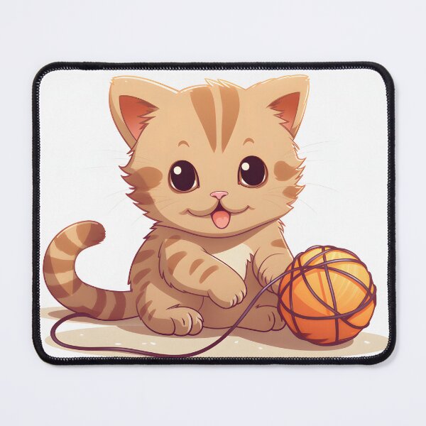 Item preview, Cute Cartoon Kitten with orange ball designed and sold by AI-Ascendance.