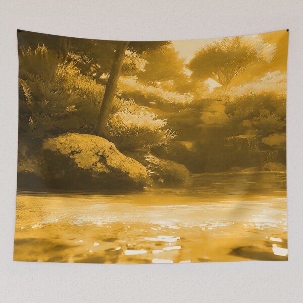 Item preview, Landscape Pond and Trees Solid Orange designed and sold by deniselynnimage.