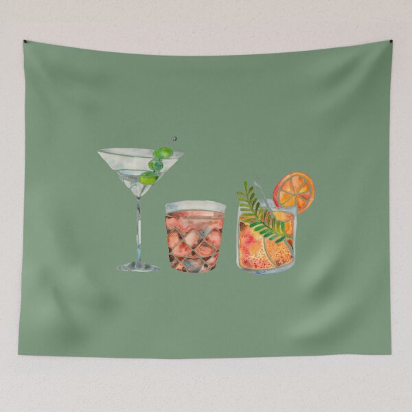 Item preview, Cocktails  – 1960s Watercolor Lineup Art Print 	 designed and sold by xrftgcig63.