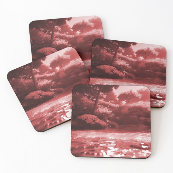 Item preview, Landscape Pond and Trees Solid Red designed and sold by deniselynnimage.
