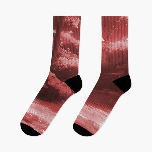 Item preview, Landscape Pond and Trees Solid Red designed and sold by deniselynnimage.