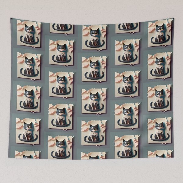 Item preview, Abstract black cat on ripped background designed and sold by melridger.