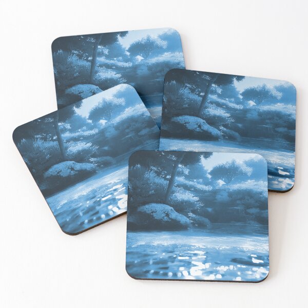 Item preview, Landscape Pond and Trees Solid Teal Blue designed and sold by deniselynnimage.
