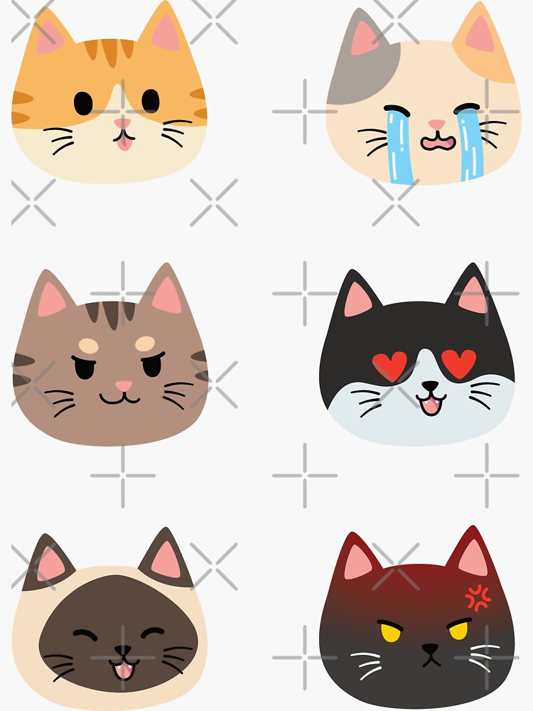 Thumbnail 3 of 3, Sticker, Cute Cat Emoji Pack designed and sold by ElectricFangs.