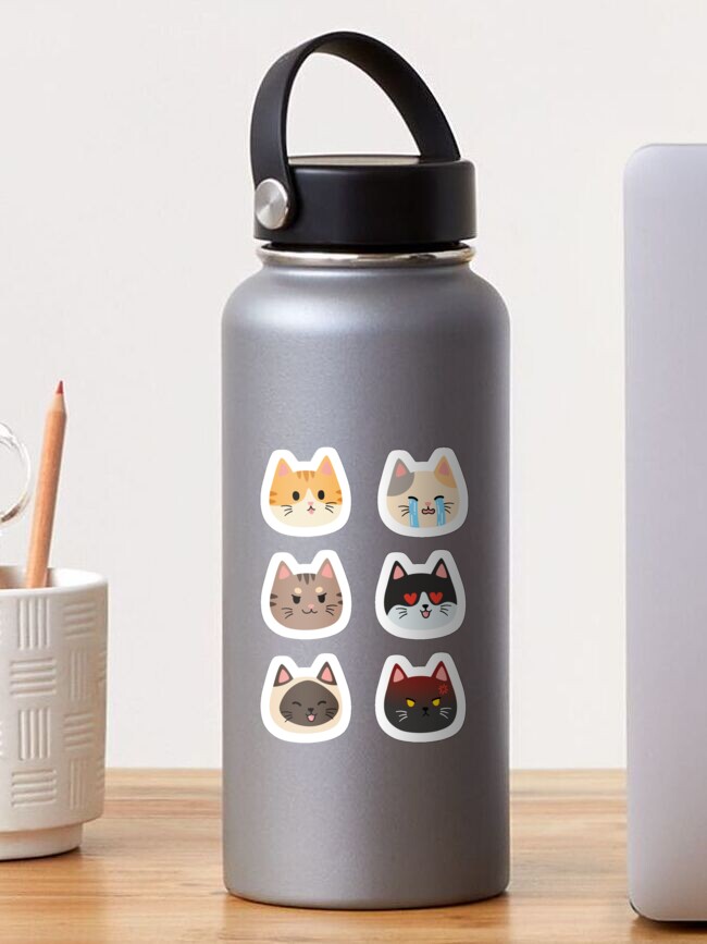Thumbnail 1 of 3, Sticker, Cute Cat Emoji Pack designed and sold by ElectricFangs.