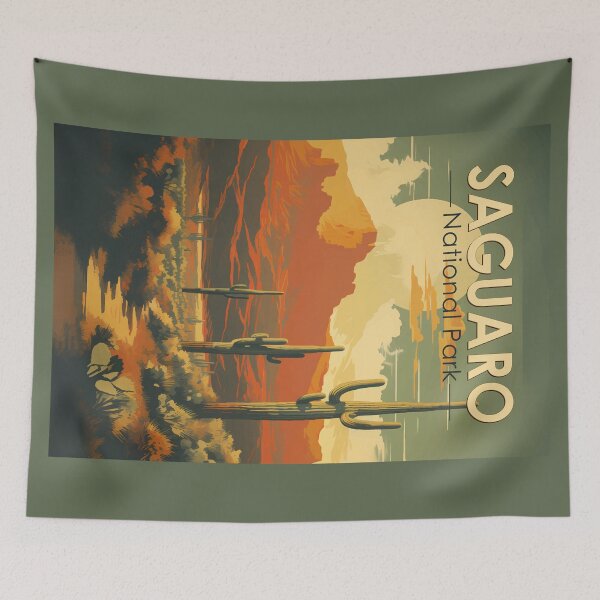 Item preview, Saguaro National Park Giant Cactus Illustration Retro designed and sold by KrisSidDesigns.