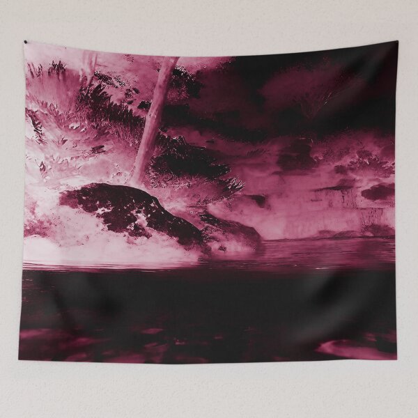 Item preview, Landscape Pond and Trees Thunderstorm Pink designed and sold by deniselynnimage.