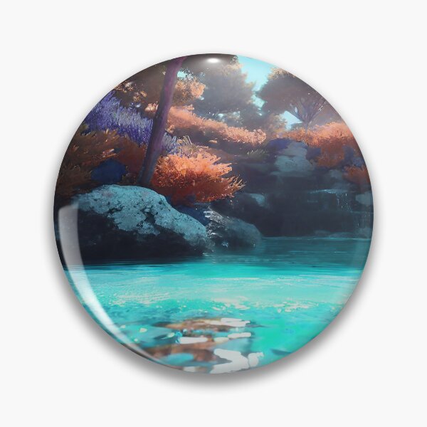 Item preview, Landscape Pond and Trees Blue water and Muted Orange designed and sold by deniselynnimage.