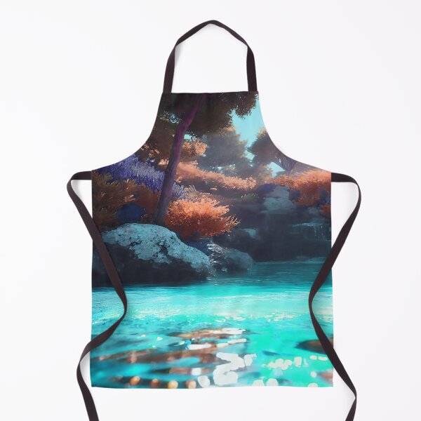 Item preview, Landscape Pond and Trees Blue water and Muted Orange designed and sold by deniselynnimage.