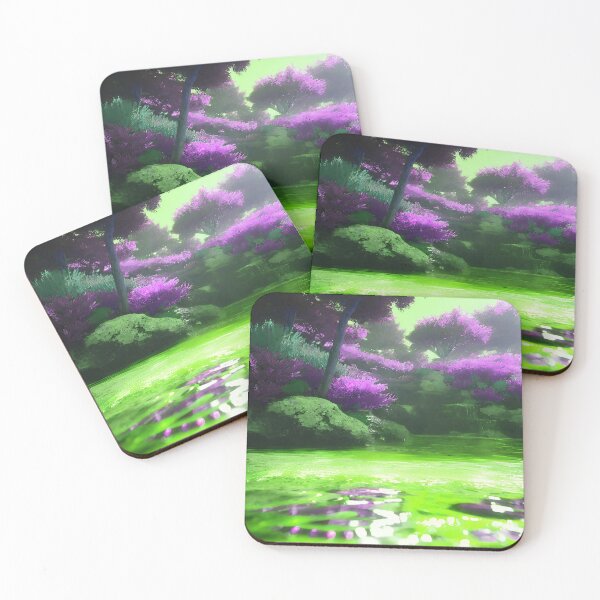Item preview, Landscape Pond and Trees Green Water and Purple Leaves designed and sold by deniselynnimage.