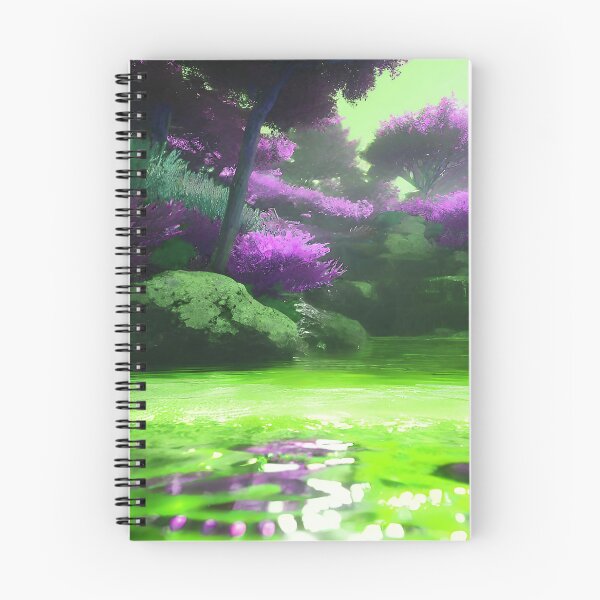 Item preview, Landscape Pond and Trees Green Water and Purple Leaves designed and sold by deniselynnimage.