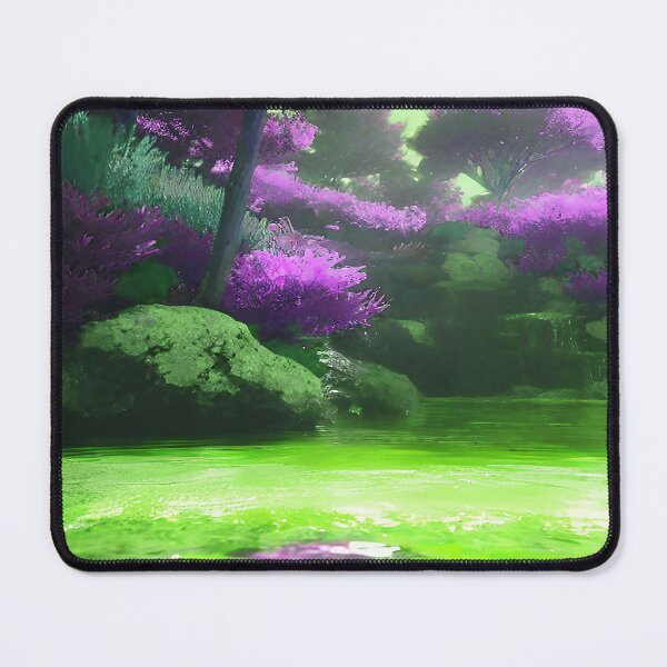 Item preview, Landscape Pond and Trees Green Water and Purple Leaves designed and sold by deniselynnimage.