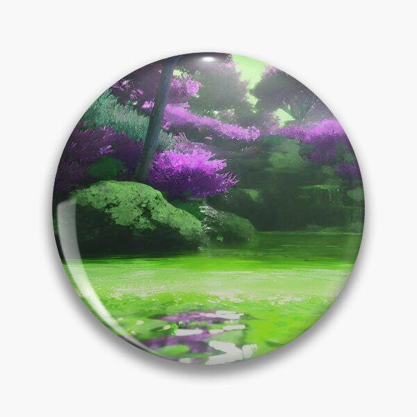 Item preview, Landscape Pond and Trees Green Water and Purple Leaves designed and sold by deniselynnimage.