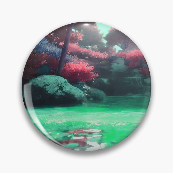 Item preview, Landscape Pond and Trees Mint Green Water and Pink Leaves designed and sold by deniselynnimage.
