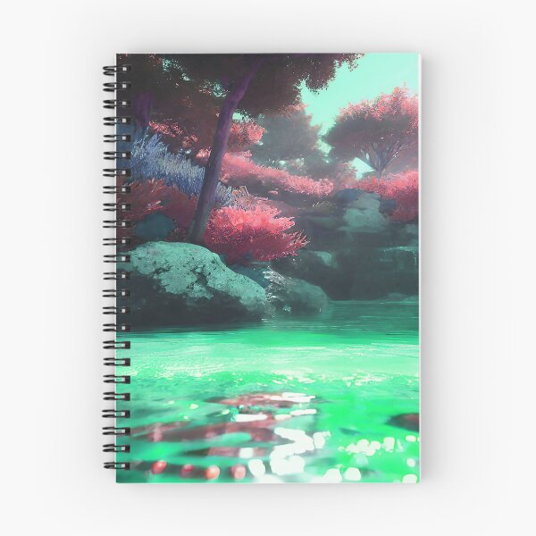 Item preview, Landscape Pond and Trees Mint Green Water and Pink Leaves designed and sold by deniselynnimage.