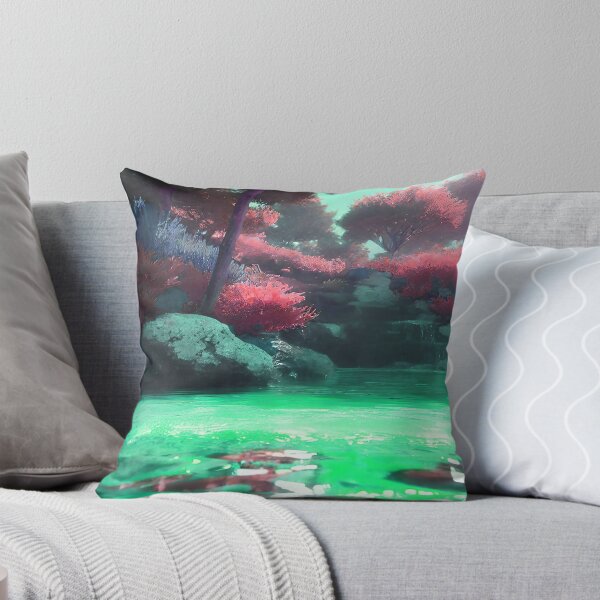 Item preview, Landscape Pond and Trees Mint Green Water and Pink Leaves designed and sold by deniselynnimage.