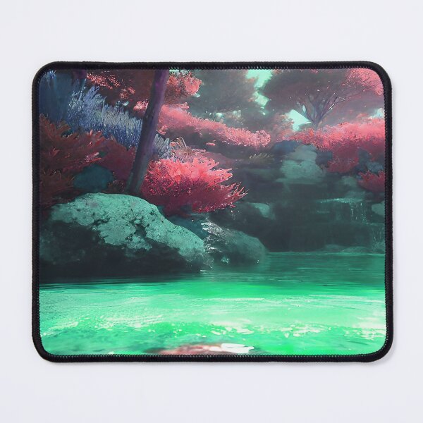 Item preview, Landscape Pond and Trees Mint Green Water and Pink Leaves designed and sold by deniselynnimage.