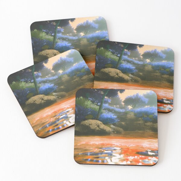 Item preview, Landscape Pond and Trees Gray Tones with Light Blush Pink Undertones designed and sold by deniselynnimage.