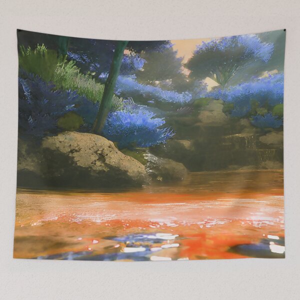 Item preview, Landscape Pond and Trees Gray Tones with Light Blush Pink Undertones designed and sold by deniselynnimage.