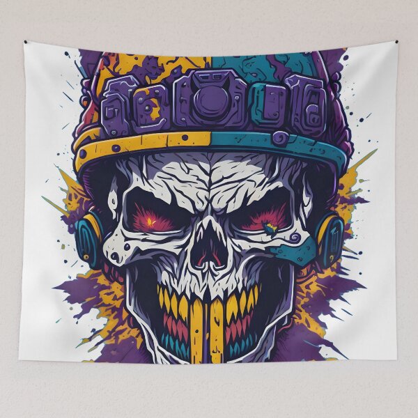 Item preview, Angry biker skull designed and sold by BearsAndSkulls.