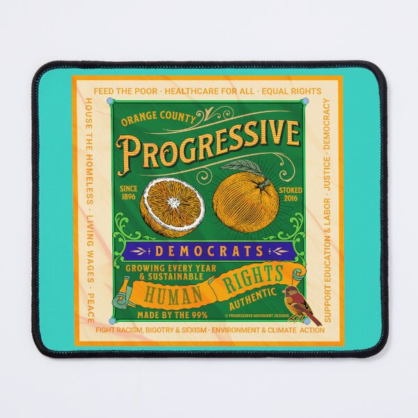 Item preview, PMD01014 Progressive Movement Designs Orange County Democrats retro vintage orange crate label design shows you support human rights democracy progressive goals for Progressives Democrats designed and sold by ProgressiveLeft.