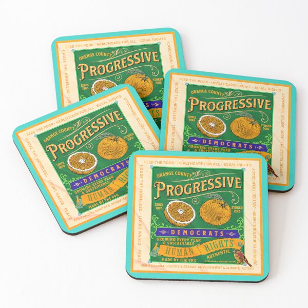 Item preview, PMD01014 Progressive Movement Designs Orange County Democrats retro vintage orange crate label design shows you support human rights democracy progressive goals for Progressives Democrats designed and sold by ProgressiveLeft.