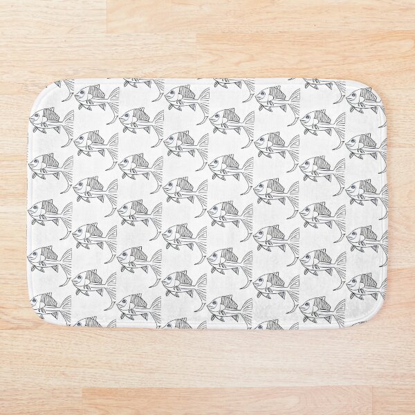 Item preview, Fish Cute Linear Funny Black and White Cartoon Ocean Cartoon Outline designed and sold by RTSGlobal.