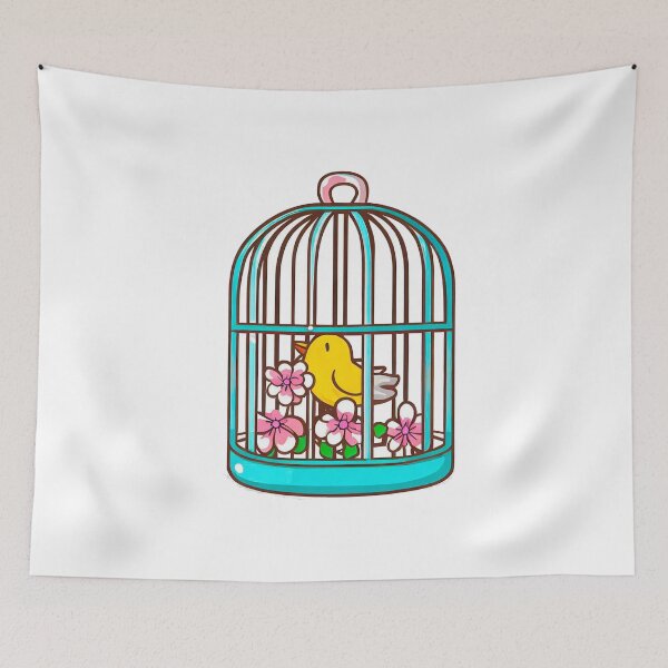 Item preview, Little bird in cage with flroes designed and sold by miguel-ozz.