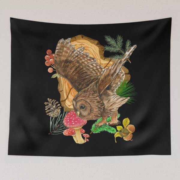 Item preview, Owl Soaring Through The Trees Forestcore Colorful Design designed and sold by EarthArtDesigns.