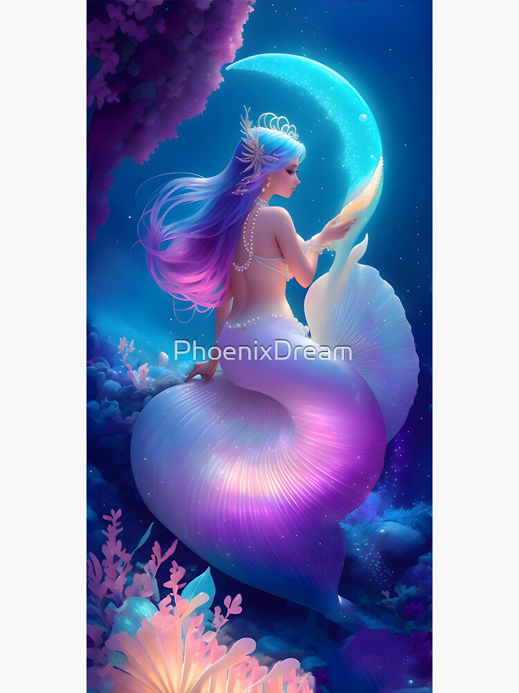Mystical Glowing Mermaid Sticker for Sale by PhoenixDream