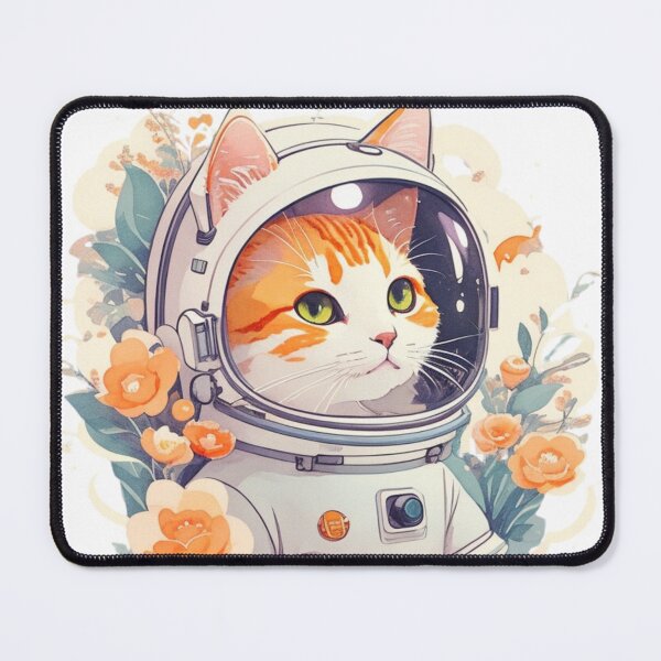 Item preview, Charming Dreaming Astronaut Kitten Watercolor in Space designed and sold by YourNameMatters.