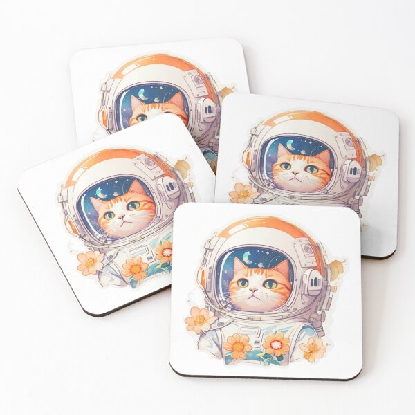 Item preview, Charming Dreaming Astronaut Kitten Watercolor in Space designed and sold by YourNameMatters.