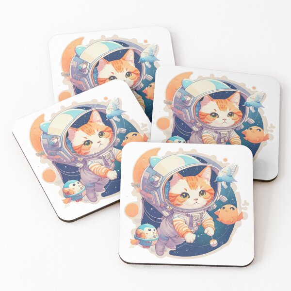 Item preview, Charming Dreaming Astronaut Kitten Watercolor in Space designed and sold by YourNameMatters.