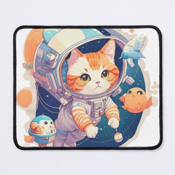 Item preview, Charming Dreaming Astronaut Kitten Watercolor in Space designed and sold by YourNameMatters.