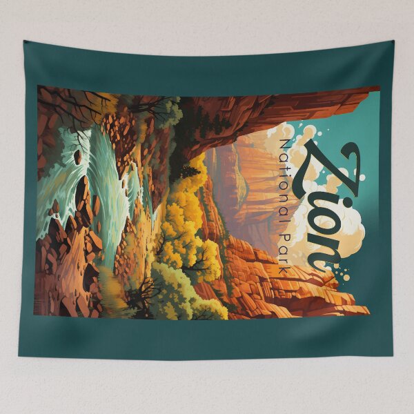 Item preview, Zion National Park Illustration Retro designed and sold by KrisSidDesigns.