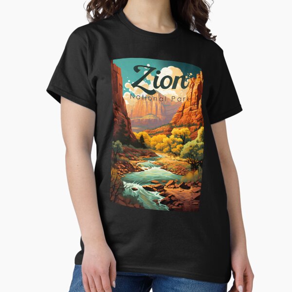 Vista previa del artículo con la obra «Ilustración retro del Parque Nacional Zion», diseñado y vendido por KrisSidDesigns.