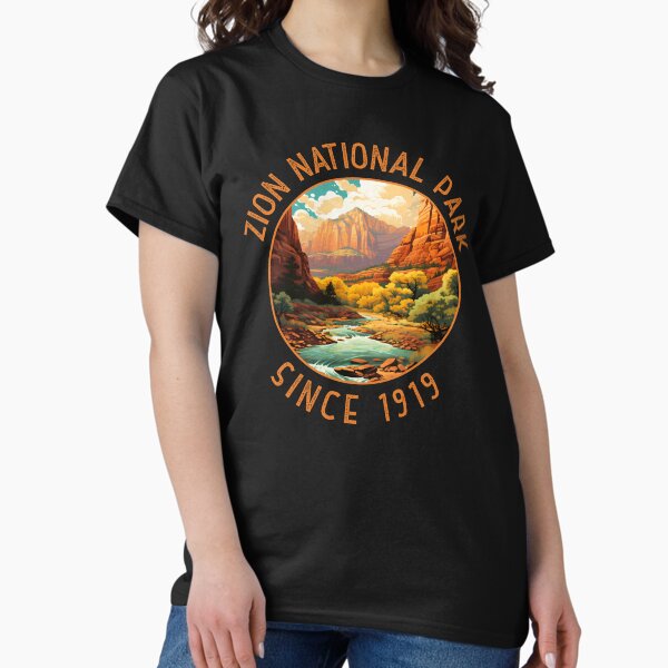 Vista previa del artículo con la obra «Círculo desgastado retro del Parque Nacional Zion», diseñado y vendido por KrisSidDesigns.