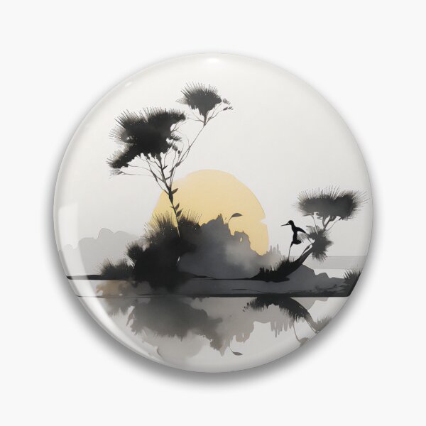 Artikelvorschau, Wetland Sunrise Tusche- und Aquarellpinselführung entworfen und verkauft von Viking-Samurai.
