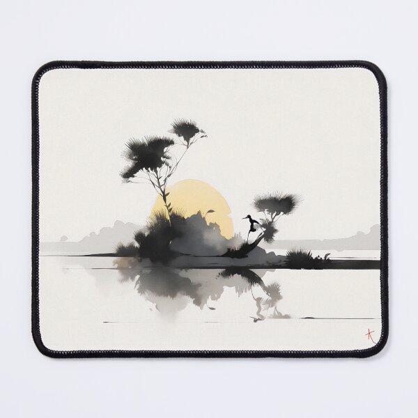 Artikelvorschau, Wetland Sunrise Tusche- und Aquarellpinselführung entworfen und verkauft von Viking-Samurai.
