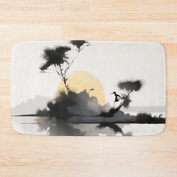 Artikelvorschau, Wetland Sunrise Tusche- und Aquarellpinselführung entworfen und verkauft von Viking-Samurai.