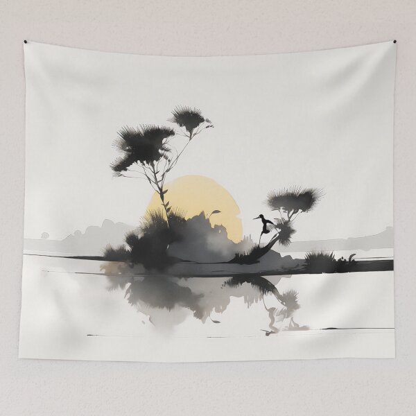 Artikelvorschau, Wetland Sunrise Tusche- und Aquarellpinselführung entworfen und verkauft von Viking-Samurai.