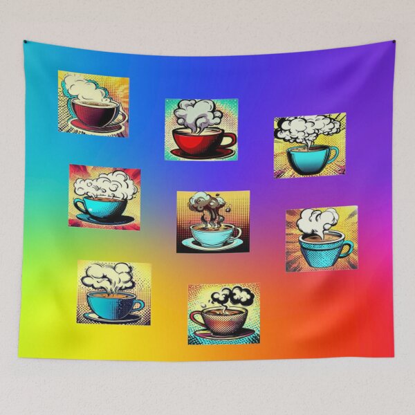 Item preview, Pack of 8 stickers cups with steaming coffee designed and sold by JaroDesign2023.
