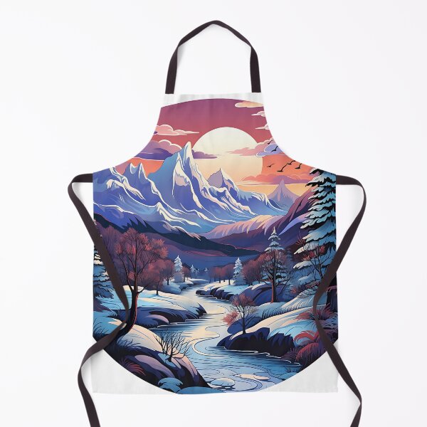Item preview, a painting of a mountain scene with a river in the foreground, a vector artwith jungian symbols of winter, round window designed and sold by artumbre.