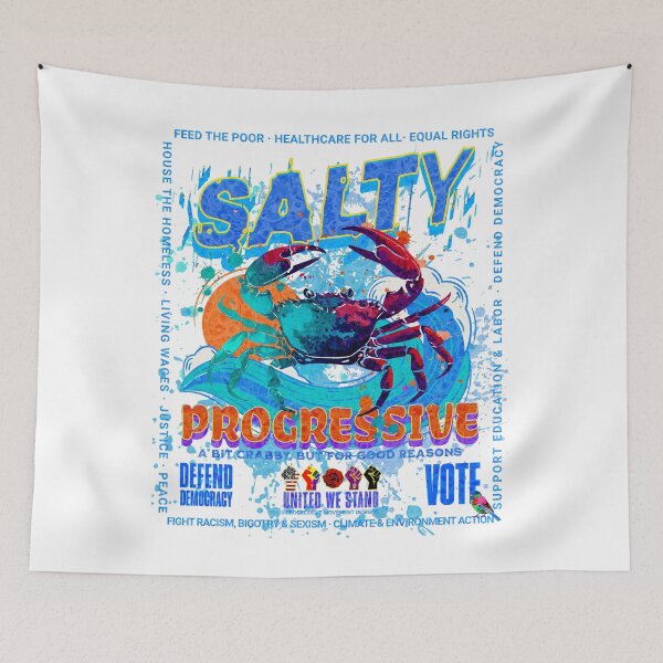 Item preview, PMD01015 Progressive Movement Designs Salty Progressive Crab ocean beach summer design shows you support democracy and progressive goals for Progressives Democrats Independents Liberals designed and sold by ProgressiveLeft.