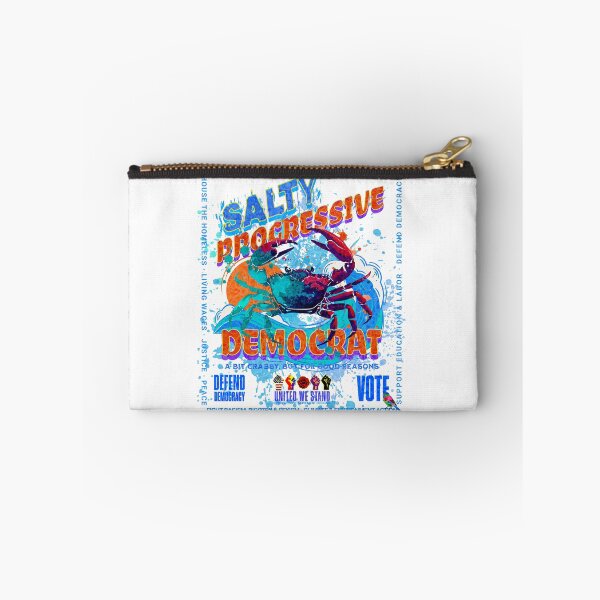 Aperçu de l'œuvre PMD01016 Progressive Movement Designs Salty Progressive Democrat Crab Ocean Beach Summer Design montre que vous soutenez la démocratie et les objectifs progressistes des progressistes démocrates indépendants libéraux créée et vendue par ProgressiveLeft.