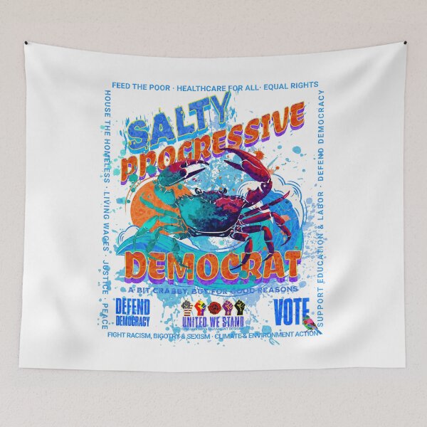 Item preview, PMD01016 Progressive Movement Designs Salty Progressive Democrat Crab ocean beach summer design shows you support democracy and progressive goals for Progressives Democrats Independents Liberals designed and sold by ProgressiveLeft.