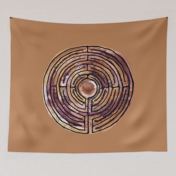 Item preview, Watercolor Labyrinth Maze Earth Tones designed and sold by heartsake.