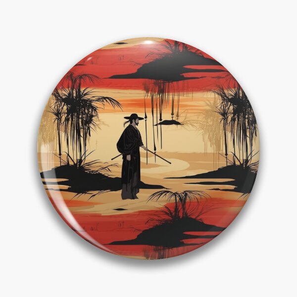 Item preview, Sunset Samurai on the river pattern designed and sold by Viking-Samurai.