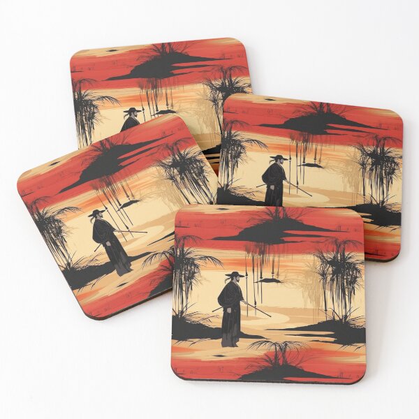 Item preview, Sunset Samurai on the river pattern designed and sold by Viking-Samurai.
